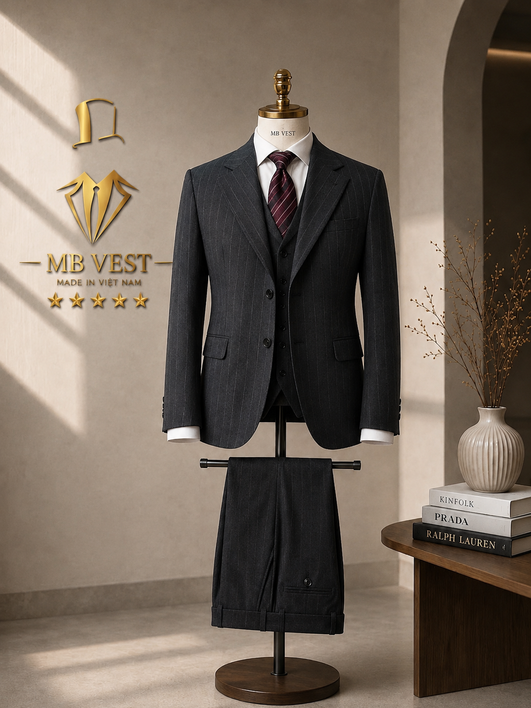 Suit Kẻ Sọc Xám